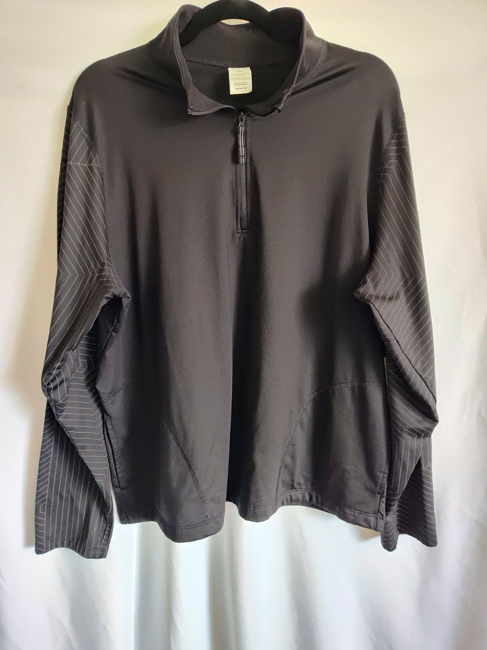 Avia Women's Black 1/4 Zip Mock Neck Long Sleeve Stretch Pullover Top
